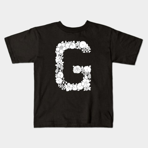 Floral Letter G Kids T-Shirt by Litedawn